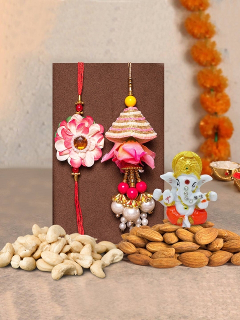 

TIED RIBBONS Bhaiya Bhabhi Rakhi Set With Mix Dry-Fruits & Ganesha Idol Combo Gift Pack, Multi