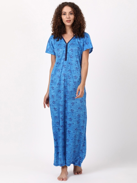 

V2 Value & Variety Blue Printed Maxi Nightdress