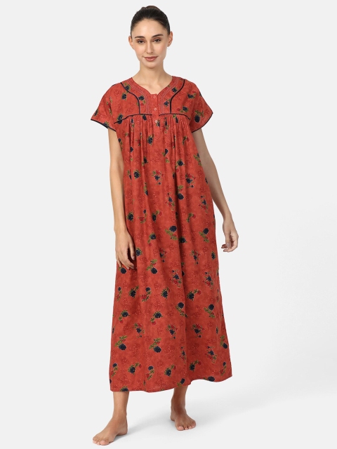 

V2 Value & Variety Orange Printed Maxi Nightdress