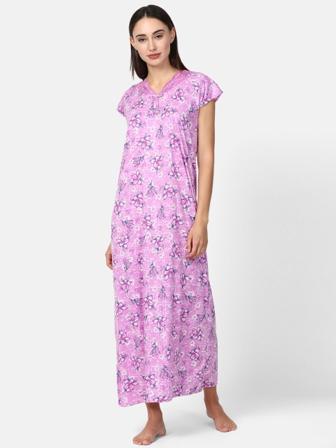 

V2 Value & Variety Purple Printed Maxi Nightdress