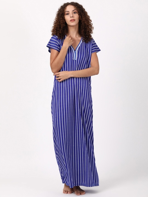 

V2 Value & Variety Blue Striped Maxi Nightdress