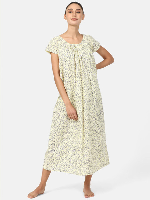 

V2 Value & Variety Yellow Printed Maxi Nightdress