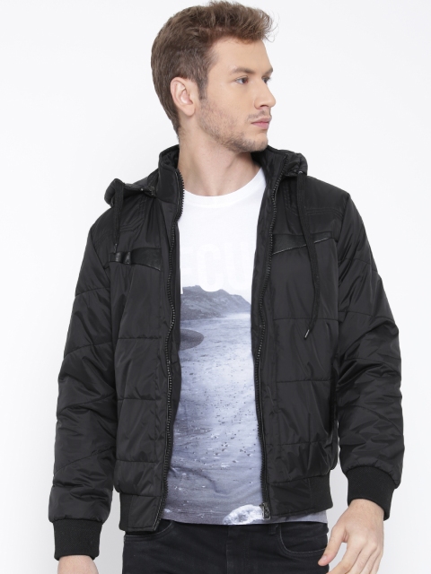 

Fort Collins Black Bomber Jacket with Detachable Hood