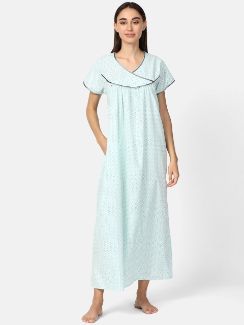 

V2 Value & Variety Green Printed Maxi Nightdress