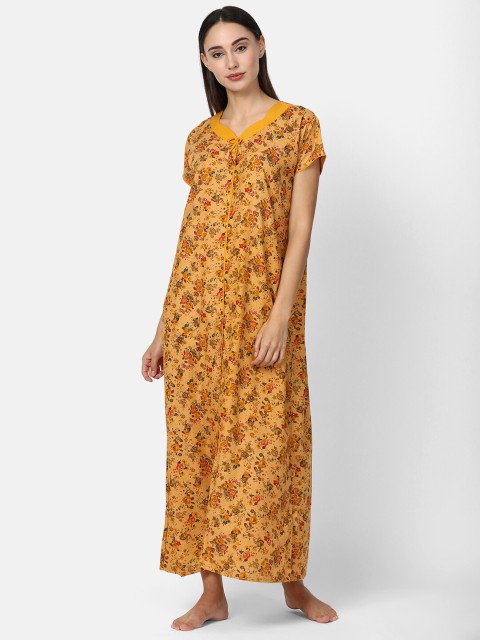

V2 Value & Variety Yellow Printed Maxi Nightdress