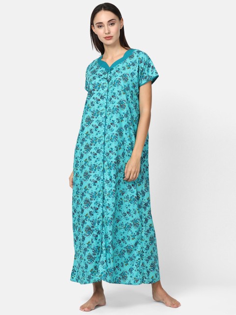 

V2 Value & Variety Blue Printed Maxi Nightdress