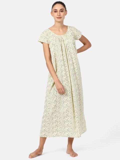 

V2 Value & Variety Yellow Printed Maxi Nightdress