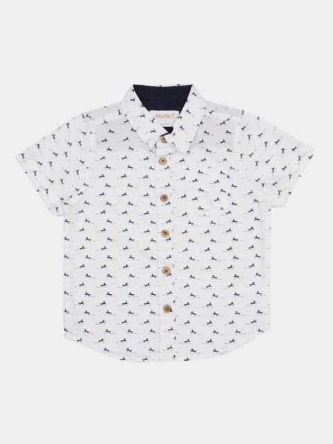 

Manet Kids Boys White Half Sleeves Printed Shirt