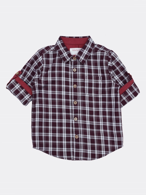

MANET Boys Brown Checked Casual Shirt