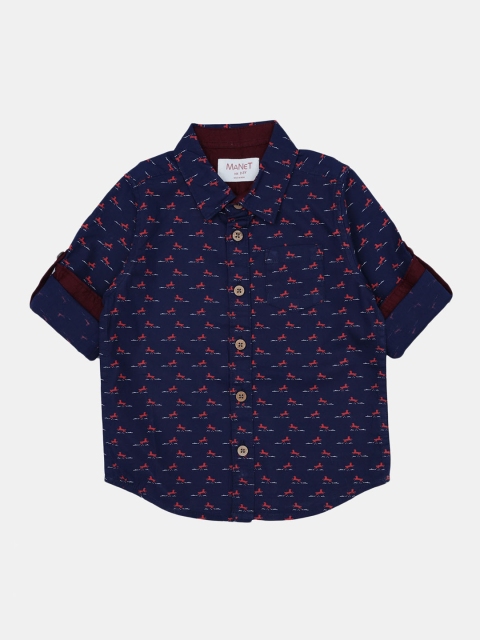 

MANET Boys Blue & Red Printed Casual Shirt