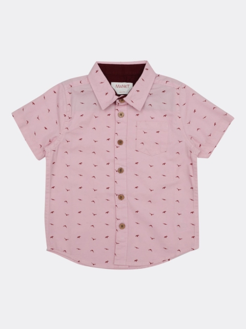 

MANET Boys Pink & Maroon Conversational Printed Casual Shirt