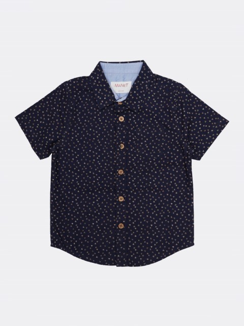 

MANET Boys Navy Blue Printed Casual Shirt