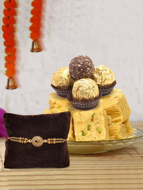 

TIED RIBBONS Rakhi for Brother with Soan Papdi & Chocolates Combo Gift Pack, Multi