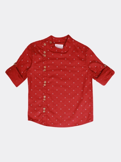 

MANET Boys Red Printed Casual Shirt
