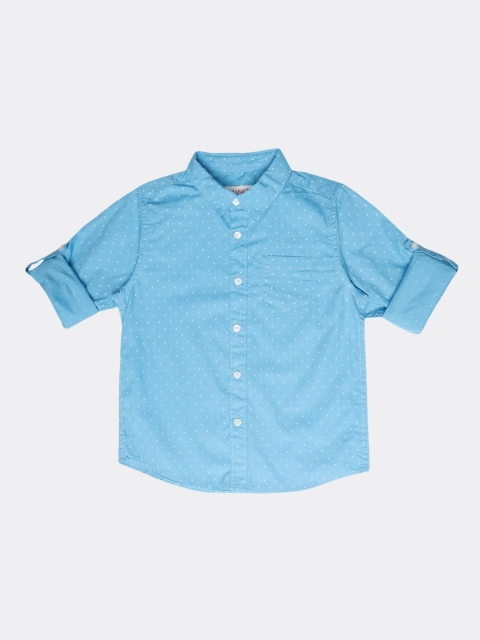 

MANET Boys Blue Printed Casual Shirt