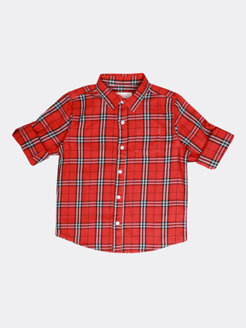

MANET Boys Red Tartan Checks Checked Casual Shirt