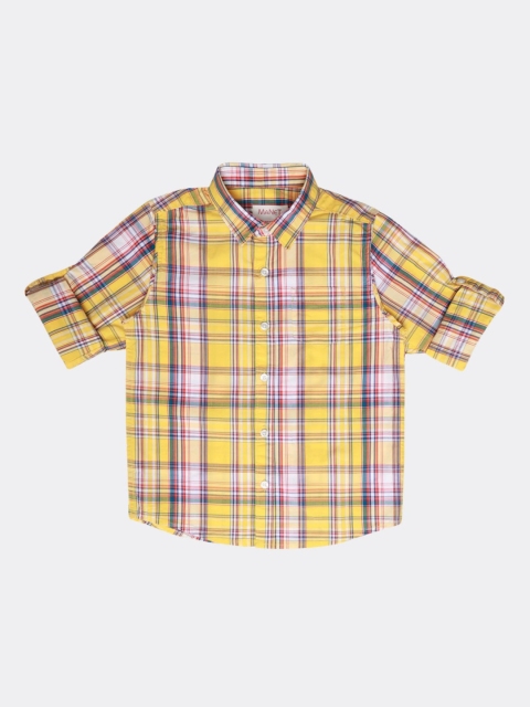 

MANET Boys Yellow Tartan Checks Checked Casual Shirt