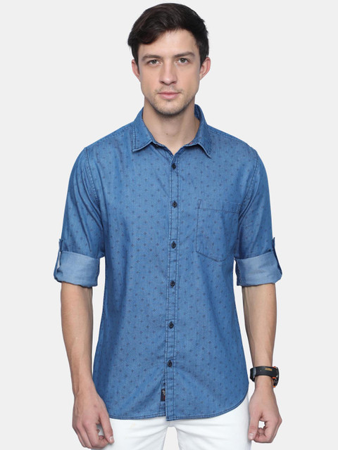 

VUDU Men Blue Printed Casual Shirt