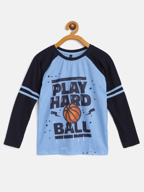 

GAME BEGINS Boys Blue Typography Printed Cotton T-shirt