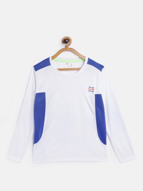 

GAME BEGINS Boys White & Blue Colourblocked Sports T-shirt