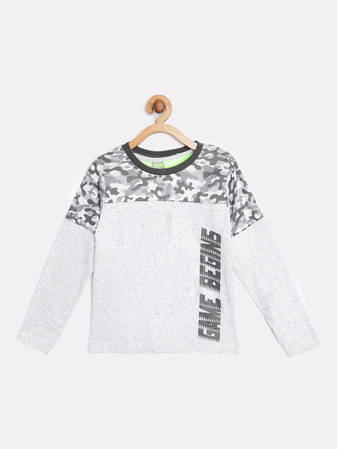 

GAME BEGINS Boys Grey Speckled Camouflage Print Cotton Round Neck T-shirt