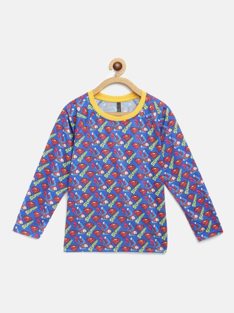 

GAME BEGINS Boys Blue & Red Cotton Superman Print T-shirt