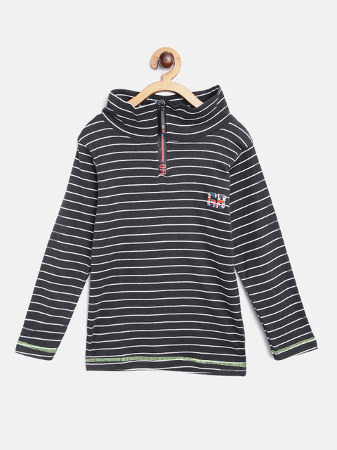 

GAME BEGINS Boys Charcoal Grey & White Cotton Striped Sweatshirt