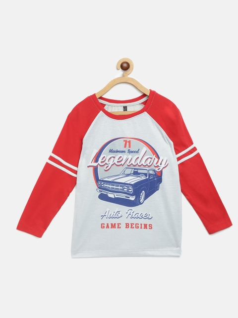 

GAME BEGINS Boys Grey & Red Car Printed Pure Cotton T-shirt