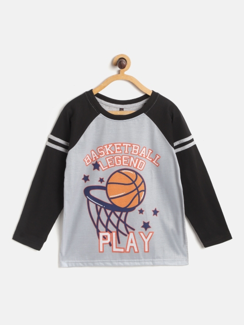 

GAME BEGINS Boys Grey & Black Typography Print Cotton T-shirt