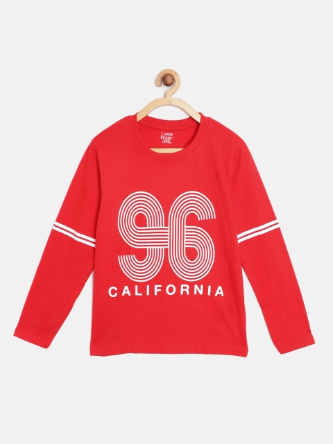 

GAME BEGINS Boys Red & White Typography Print Cotton T-shirt