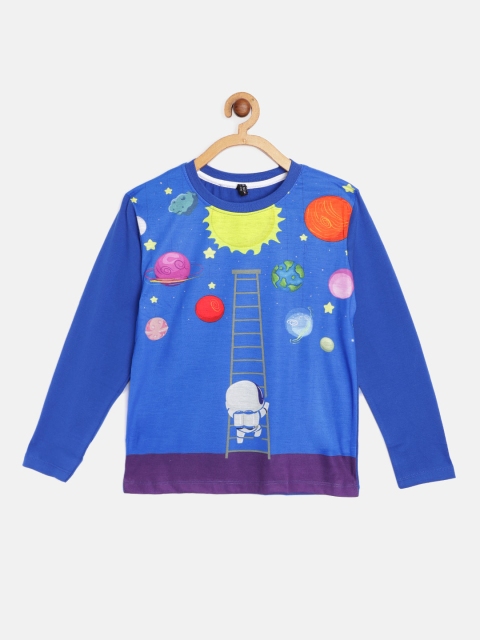 

GAME BEGINS Boys Blue & Yellow Printed Round Neck T-shirt
