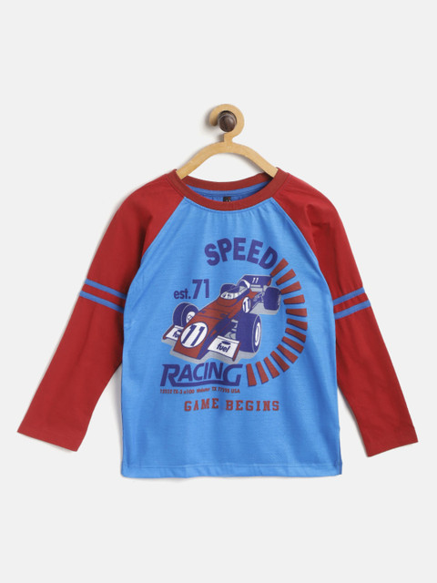 

GAME BEGINS Boys Blue & Red Typography Print Cotton T-shirt