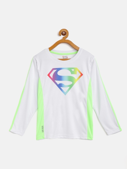

GAME BEGINS Boys White & Blue Superman Print Cotton T-shirt