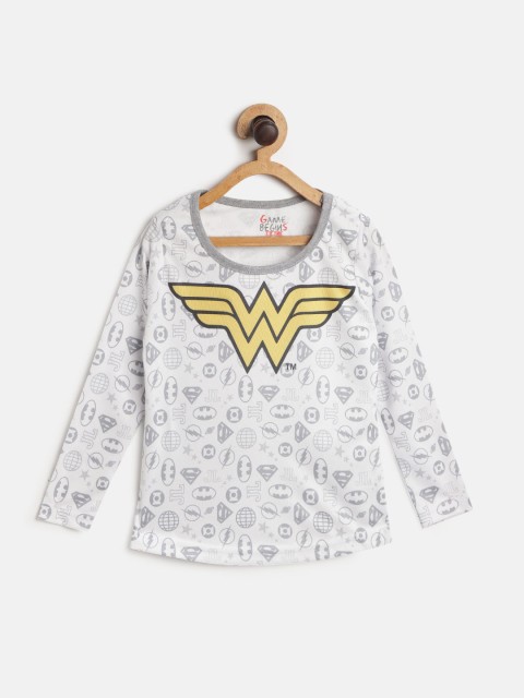 

GAME BEGINS Girls Assorted Cotton Superhero Wonder Woman Print T-shirt