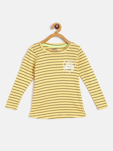 

GAME BEGINS Girls Yellow & Black Striped T-shirt