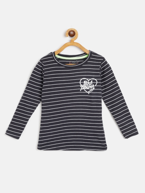 

GAME BEGINS Girls Black & White Striped Monochrome T-shirt