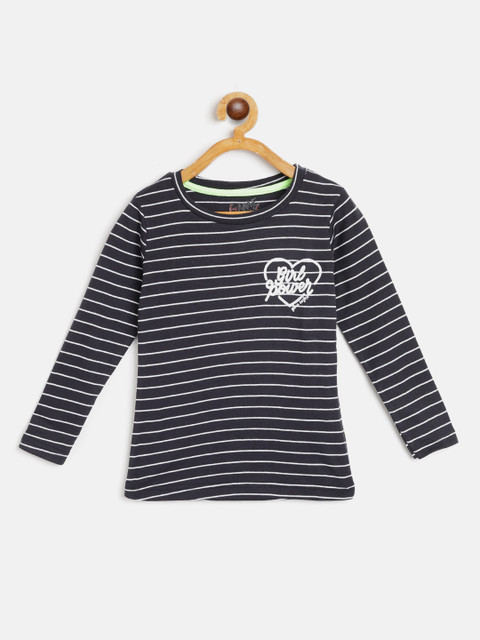 

GAME BEGINS Girls Black & White Striped Monochrome T-shirt