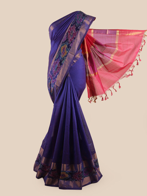 

Pothys Violet & Pink Striped Zari Saree