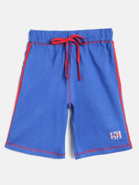 

GAME BEGINS Boys Blue Cotton Solid Regular Shorts