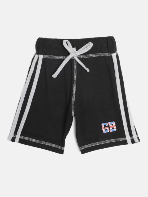 

GAME BEGINS Boys Black Solid Mid-Rise Regular Shorts