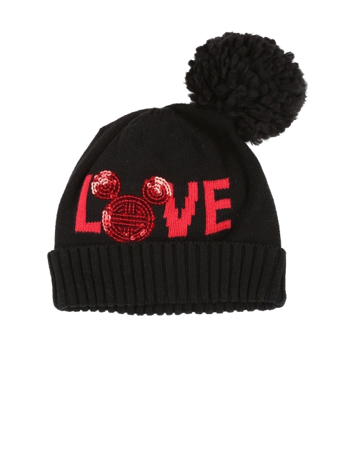 

GAP Girls Black & Red Mickey Mouse Pom-Pom Beanie