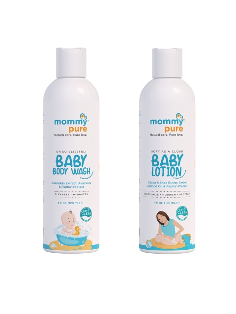 

Mommypure Combo of Natural, Tear-Free Baby Body Wash & Baby Lotion 120ml each, White