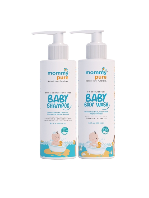 

Mommypure Combo of Natural, Tear-Free Baby Body Wash & Shampoo 250ml each, White