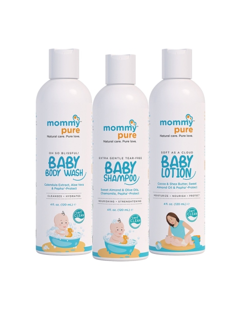 

Mommypure Combo of Natural Baby Wash, Shampoo & Baby Lotion 120ml each, White