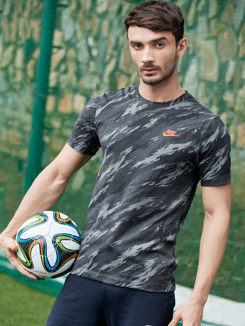 

Nike Men Black Camouflage NSW TEE ESSENTIALS AOP Printed Pure Cotton T-shirt