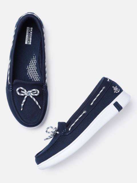 

Skechers Women Navy Blue Solid GLIDE ULTRA Goga Mat Boat Shoes