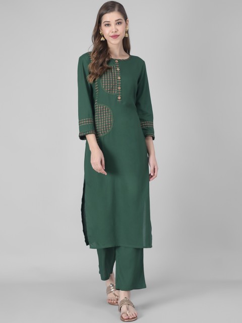 

HERE&NOW Women Green Yoke Design Kurta