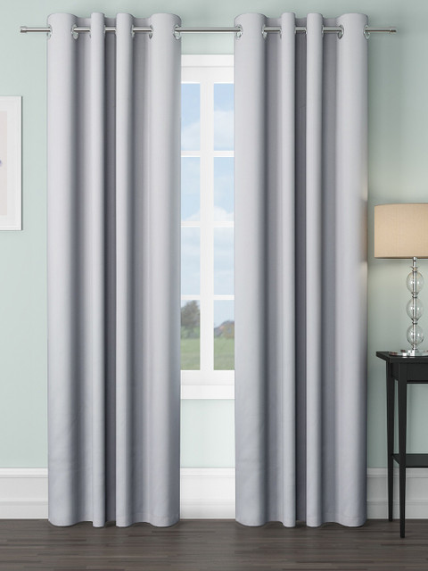 

VRINDA Grey Set of 2 Black Out Door Curtain