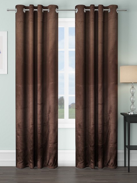 

VRINDA Coffee Brown Set of 2 Black Out Door Curtain