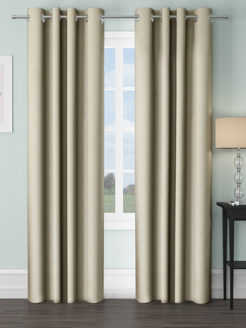 

VRINDA Beige Set of 2 Black Out Door Curtain
